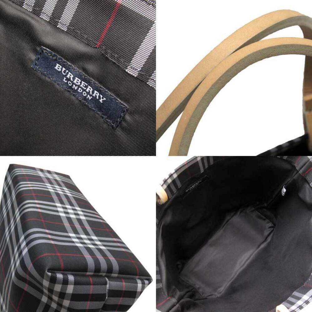 Burberry Nova Check Tote Bag Black Leather - Picture 2 of 3